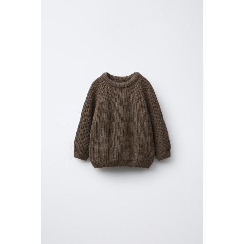 CHUNKY KNIT SWEATER WITH ELBOW PATCHES - Green marl | ZARA United States
