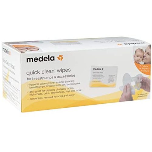 Medela Quick Clean Breast Pump And Accessory Wipes, 40 Count, Individually Wrapped Convenient and Hygienic On-the-Go Cleaning of Tables, Countertops, Chairs, and More