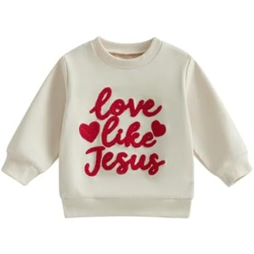 Toddler Kids Boys Girls Valentines Sweat Shirt Cute Letters Tee Tops Baby Boy Girl Valentines Day Outfit