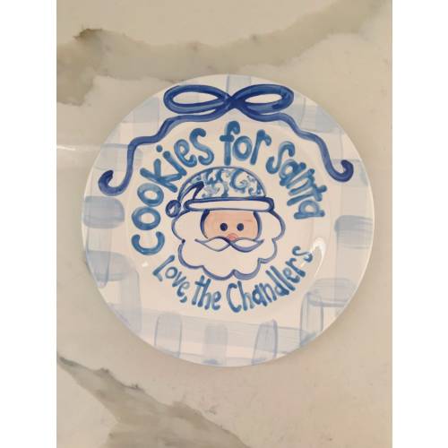 Cookies for Santa / blue and white / Chinoiserie / personalized plate / Christmas Plate