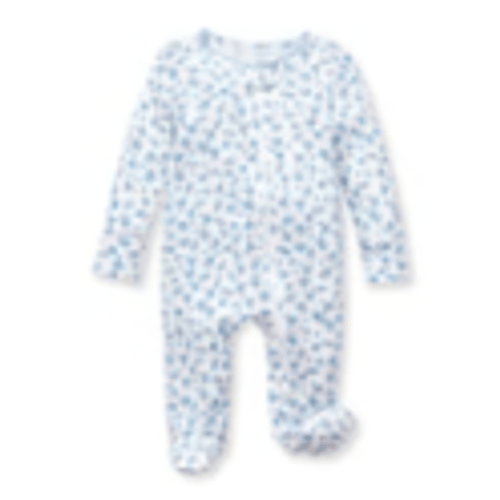 Baby's Pointelle Footie Romper in Blue Floral