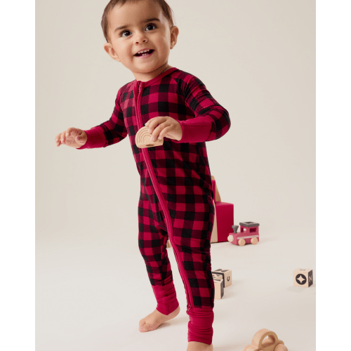 Bamboo Baby Pajamas | Red Plaid - Kindred Bravely