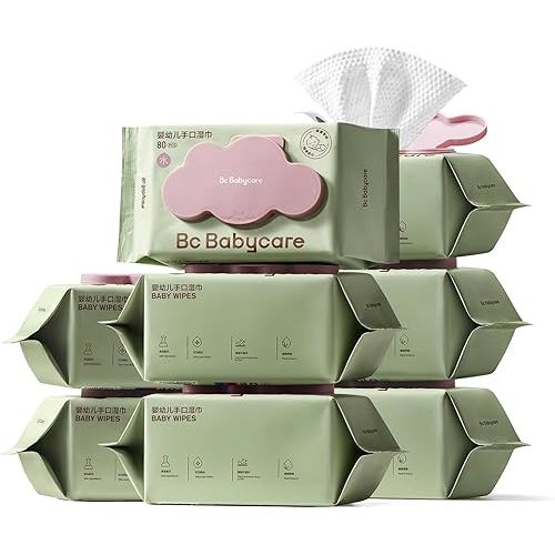 Bc Babycare Cloud Moist Baby Wipes, Thick & XL, 99% Water, Ultra-Hydrating, Unscented, Hypoallergenic for Sensitive Skin, Biodegradable, 8 Flip-Top, 640 Count