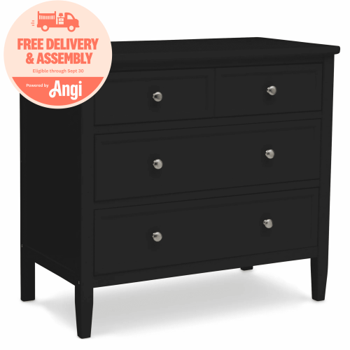 Delta Children Epic 3 Drawer Dresser with Interlocking Drawers, Black Ebony