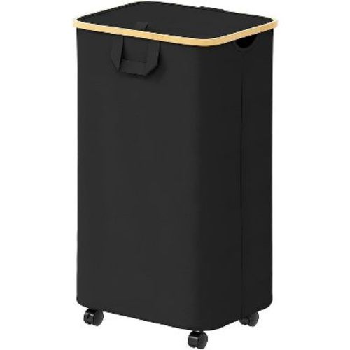 Laundry Hamper with Wheels and Lid - 100L Rolling Clothes Basket with Bamboo Handle, SpaceAid Large Laundry Organizer for Bedroom, Bathroom, Dorm