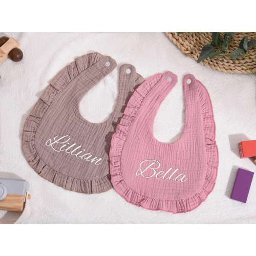 Personalized Name Embroidered Ruffle Baby Bib,Embroidered Baby Bib,Monogram Baby Bib,Custom Baby Girl Bib,Baby Boy Bib,Baby Shower Gift
