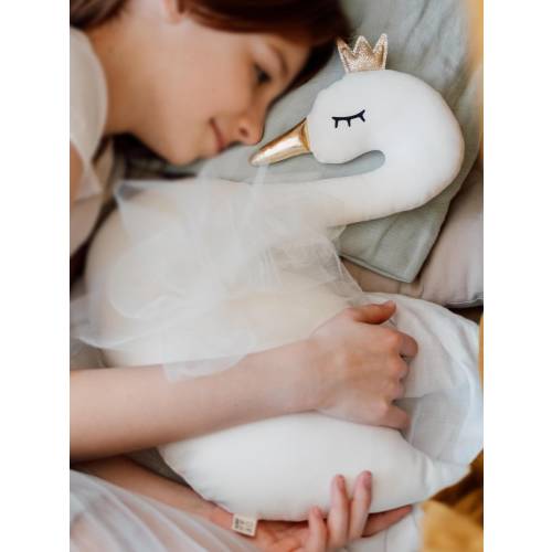 Swan pillow, baby girl nursery decor cushion, decorative pillow, princess swan plush toy kids room newborn gift, white pink nursery bed