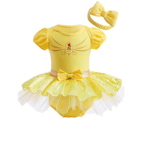 WIBACKER Infant Baby Girls Princess Romper Costume Onesie Fancy Dress Bodysuit with Headband Halloween Birthday Dresses