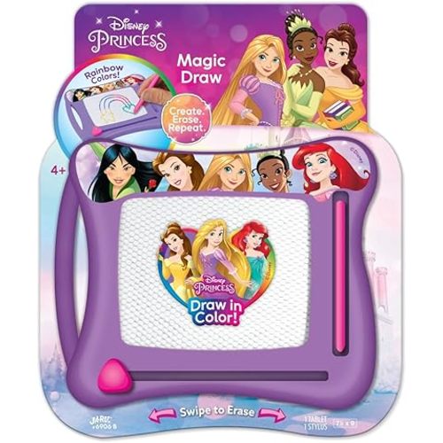 JA-RU Disney Princess Magic Draw-Magnetic Drawing Pad (1 Pack). Drawing Kids Board Car Trip Toys | Mess-Free Small Kids Write Board | Creative Activities and Travel Entertainment.B-6906-1s