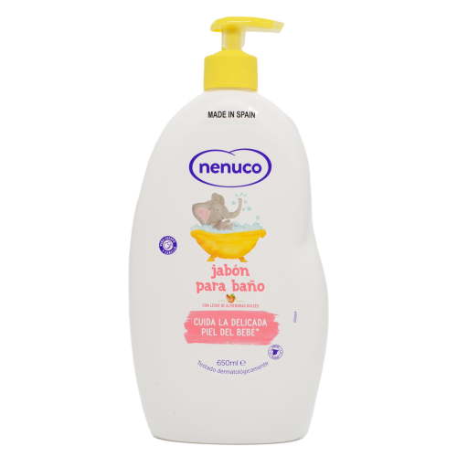 Nenuco Shower Gel with Sweet Almond Milk, for Body and Hair, Unisex, 650 ml Pump Bottle