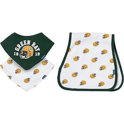 Gerber unisex-baby Nfl Team Bandana Bibs and Burp Cloth Set
