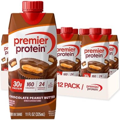 Premier Protein Shake, Chocolate Peanut Butter, 30g Protein, No Added Sugar, 24 Vitamins & Minerals to Support Immune Health, 11 fl oz, 12 Pack