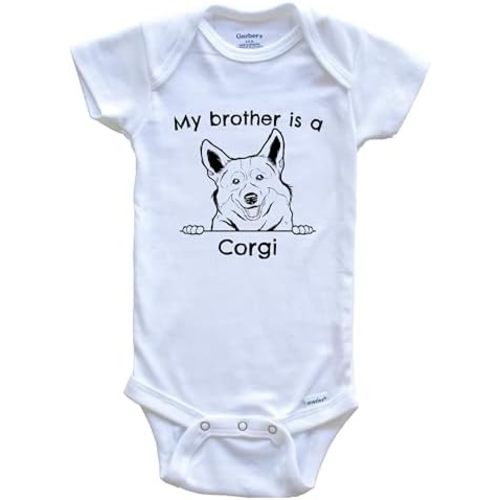 My Brother is A Corgi Cute Dog Breed One Piece Baby Bodysuit