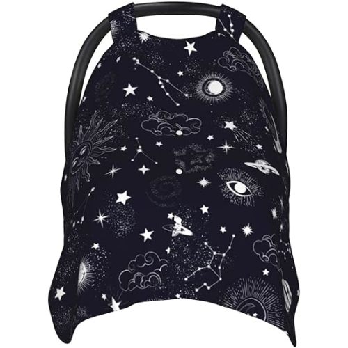 Space Galaxy Car Seat Covers Canopy for Baby Nursing Cover Breastfeeding Covers Infant Peekaboo Opening Carseat Canopy for Shower Gift Newborn