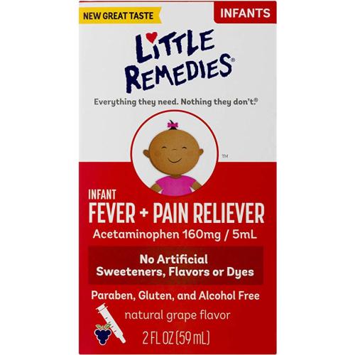 Little Remedies Infant Fever & Pain Reliever | Natural Grape Flavor | 2 FL OZ