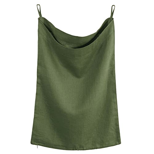 Amazhiyu Pure Linen Over The Door Laundry Hanging Hamper Bag with Bottom Zipper for Holding Dirty Clothes Green