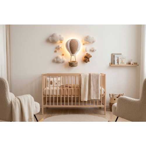Teddy Bear Hot Air Balloon Wall Light | Bouclé Nursery Night Light