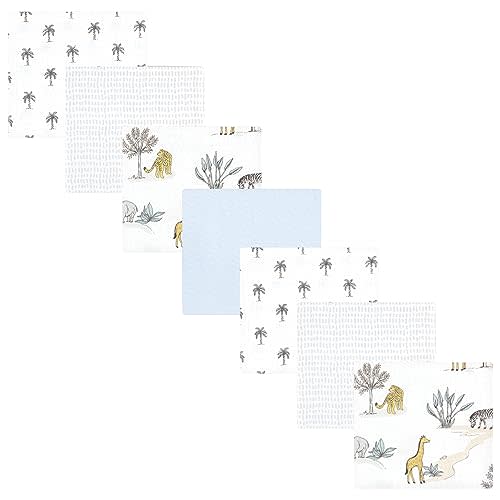 Hudson Baby Unisex Baby Cotton Flannel Receiving Blankets Bundle, Boy Safari World, One Size