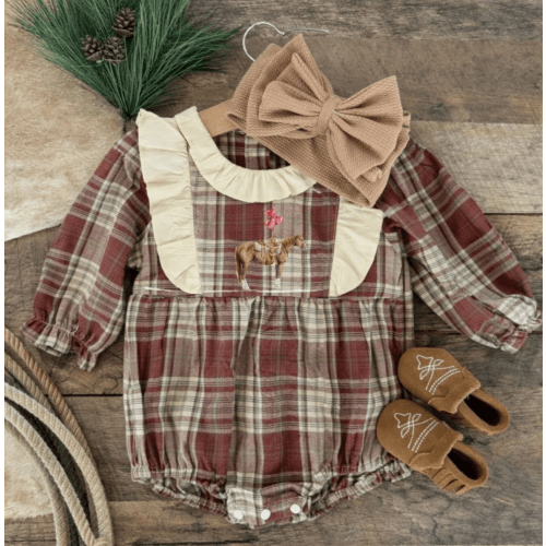 Balloon Horse Plaid Horse Flannel Romper – theFRINGEDpineapple
