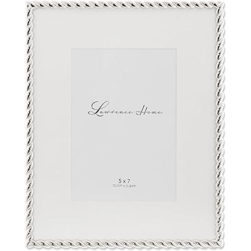 Lawrence Frames Silver Metal Rope 8x10 Matted for 5x7 Picture Frame (710080)