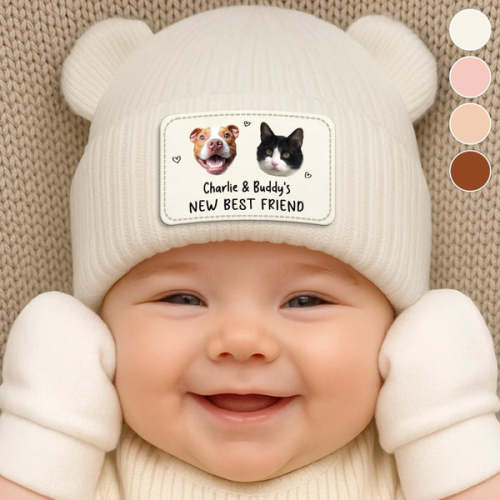 Custom Photo Baby Beanie And Mittens Set - Personalized Baby Shower, G - Pawfect House