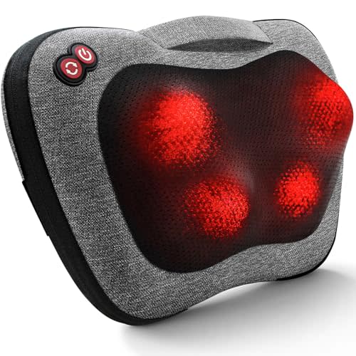 VIKTOR JURGEN Shiatsu Back Massager with Heat, Mothers Day Gifts for Mom, Dad, Women, Men, Deep Tissue Massage for Neck, Shoulder, Upper & Lower Back Pain Relief, Electric Kneading 3D Massage Pillow