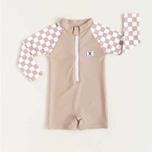 UPF 50 RASHGUARD - Tan Checkers | Rad Toddler