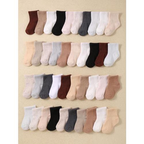16 Pairs Solid Color Baby Socks, Stretchy Casual Crew Socks In Brown Tones, Unisex Boys Girls Toddler Infant Socks, Ultra Soft Breathable Socks, 0-36 Months For All Seasons Fall Winter Daily Use, Baby Socks, Newborn Socks, Toddler Socks, Infant Socks, Tha
