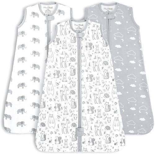 Mama Cheetah Saco de dormir para bebé de 0.5 TOG, manta de algodón orgánico con cremallera bidireccional, saco de dormir de transición para bebé recién nacido, niño y niña, 0-6 meses