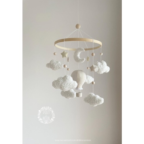Moon baby mobile: Hot Air Balloon Stars Clouds mobile, Neutral Nursery decor