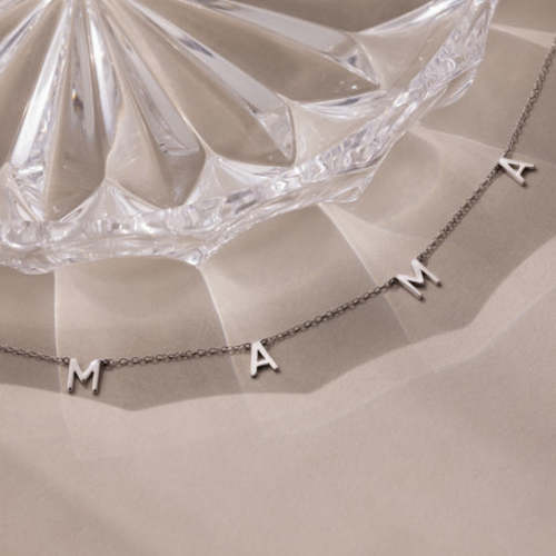 Mama Letter Necklace in Silver