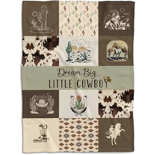Western Blanket, Western Decor for Nursery Room, Baby Blankets for Boys Girls, Cowboy Baby Blankets, Western Baby Stuff, Soft Warm Lightweight Nursery Bed Blanket for Newborn Toddlers (03, 30x40 in)