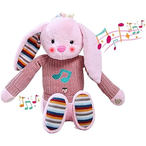 Lumio Musical Stuffed Animal Plush Toy with Lights & Sounds - Cute Interactive Toy for Newborns, and 3 6 12 to 48 Months (Bunny)