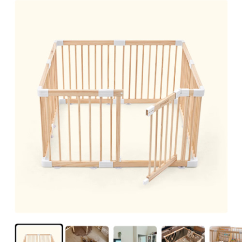 HARPPA Wooden Baby Gate Playpen | Non-Toxic Foldable DIY Adjustable Play Yard for Infants & Toddlers – Natural Finish Baby Fence for Small & Large Spaces