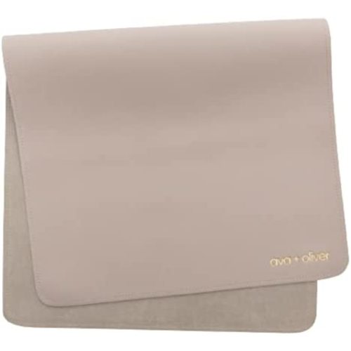 Ava + Oliver Vegan Leather Baby Changing Mat - Multipurpose Portable Wipeable Diaper Pad - Foldable for Travel (16 x 30 in) (Grey)