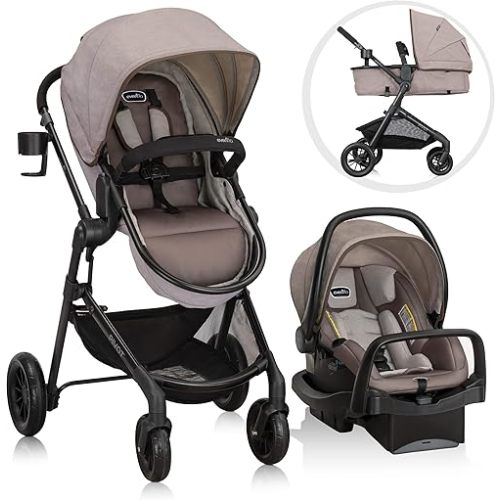 Evenflo Pivot Modular Travel System with LiteMax Infant Car Seat (Desert Tan)