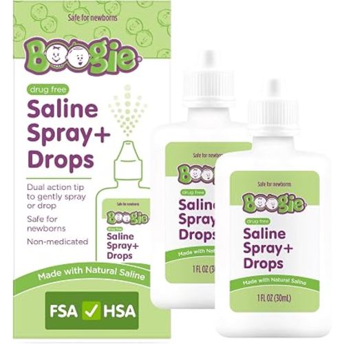 Boogie Baby Saline Nasal Spray and Drops, Drug-Free, 1 fl oz (2 Pack)