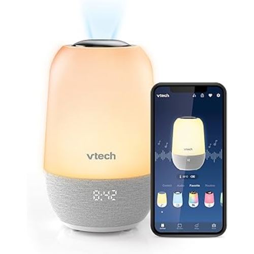 VTech BC8313 V-Hush Soothing Sleep Trainer with 200+ Stories/Songs/Sounds & Sleep Program. Portable Bluetooth HD Speaker, Multi-Color NightLight, Ceiling Projector