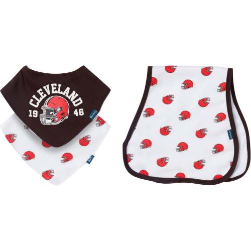 3-Piece Baby Cleveland Browns Bibs and Burp Cloth Set
