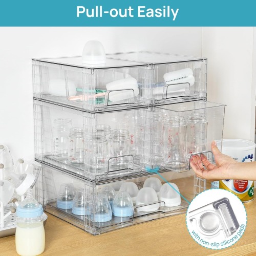 Five Sets of Transparent Plastic Storage Containers, Stackable Drawers for Organization, Easy-To-Assemble Acrylic Organizers for Bathrooms And Kitchens Under The Sink, Suitable for Closets, Cabinets, And Pantry Organization
