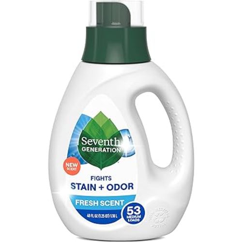 Seventh Generation Laundry Detergent, 40 oz (53 loads), Fresh Scent, Fights Stains & Odor, Concentrated Formula, Scent Made From 100% Essential Oils & Botanical Ingredients