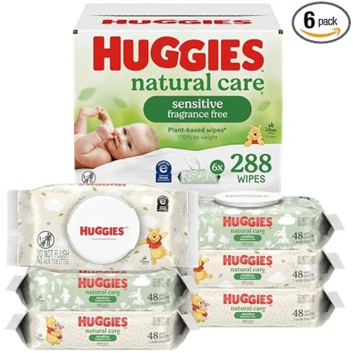 Huggies Natural Care Sensitive Baby Wipes, Unscented, 6 Packs, 288 Wipes