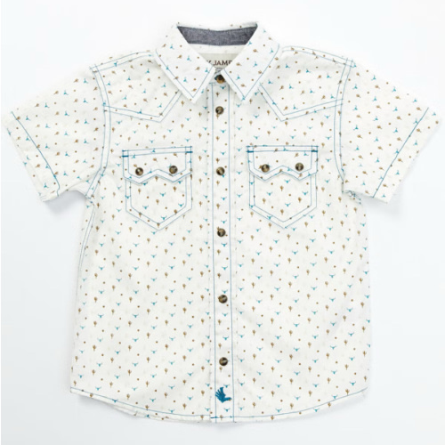 Cody James Toddler Boys' Bull and Cactus Print Short Sleeve Snap Western Shirt