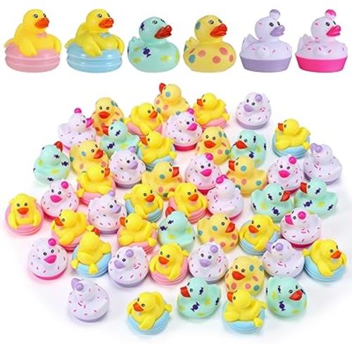 Vinsot 12 Pcs Cruise Rubber Ducks in Bulk Candy Pastel Mini Rubber Duckies for Baby Bath Toys, Toddler Summer Pool Toys Baby Shower Ice Cream Birthday Party Favors Gift