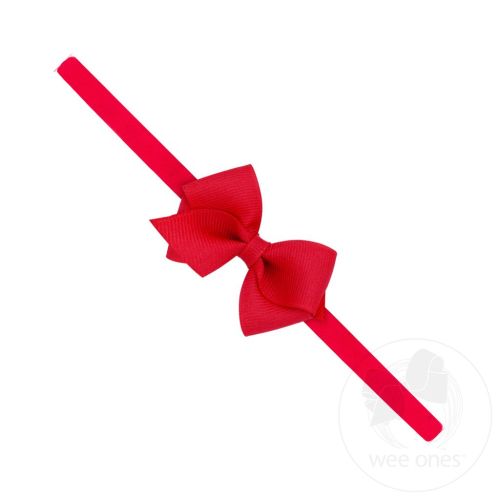 Wee Grosgrain Bow on Matching Skinny Nylon Band - RED | Wee Ones Hair Bows & Accessories