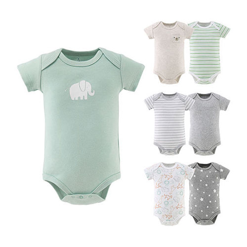 The Peanutshell Neutral Safari Baby Unisex Round Neck Short Sleeve 7-pc. Bodysuit, Color: Gray - JCPenney