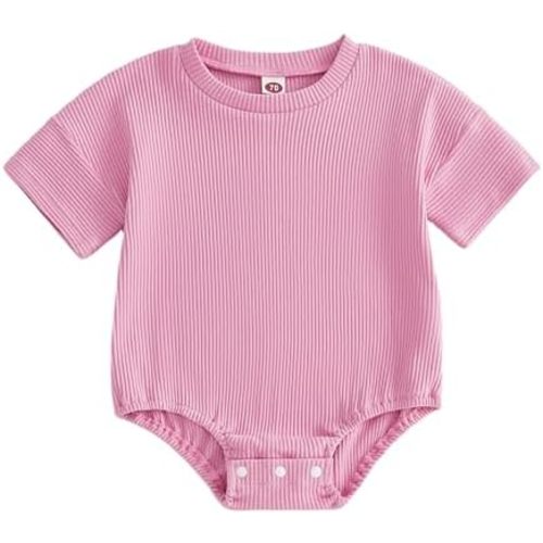 Merqwadd Baby Summer Bubble Romper Infant Boy Girl Short Sleeve Onesie Oversize Cotton T-shirt Bodysuit Top