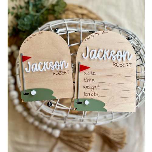Golf Birth Stats Sign, Golf Name Announcement for Baby, Baby Shower Gift, Hospital Name Announcement, Fresh 48 Photo Prop, Baby, Golf