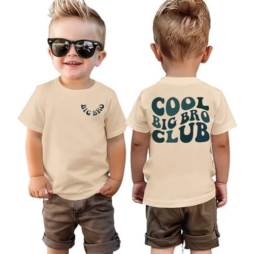 BOUTIKOME Big Brother Shirts Toddler Baby Boy Cool Big Bro Club T-Shirt Summer Tees Announcement Outfit Short Sleeve Tops
