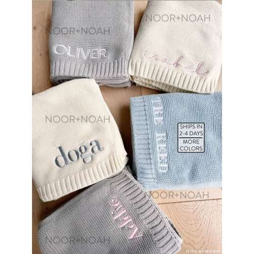 Personalized Embroidered Knit Baby Blanket